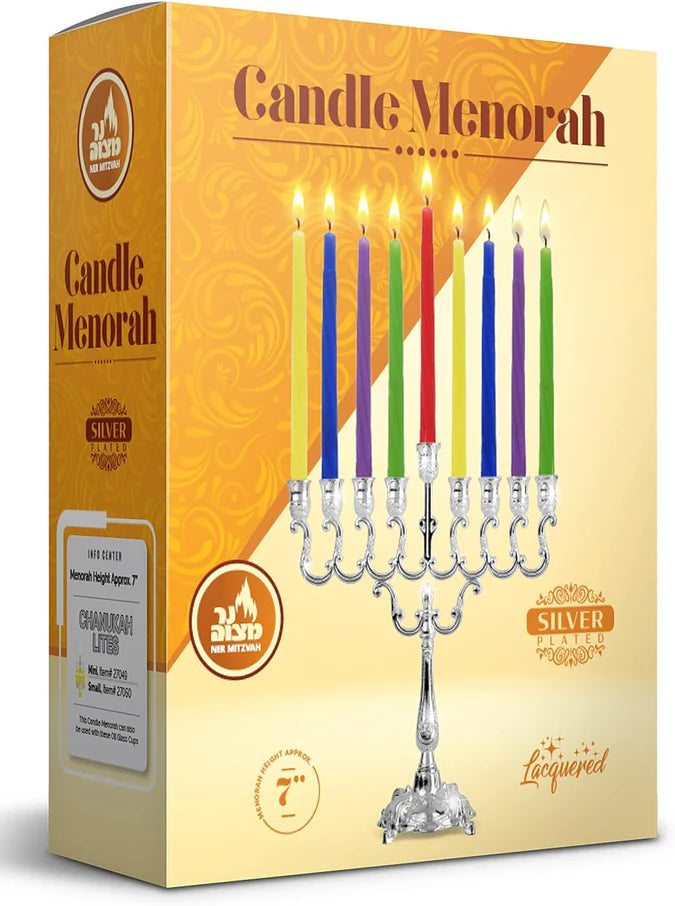 Silberbeschichtete Chanukkia – Klassisch & Elegant 18 cm