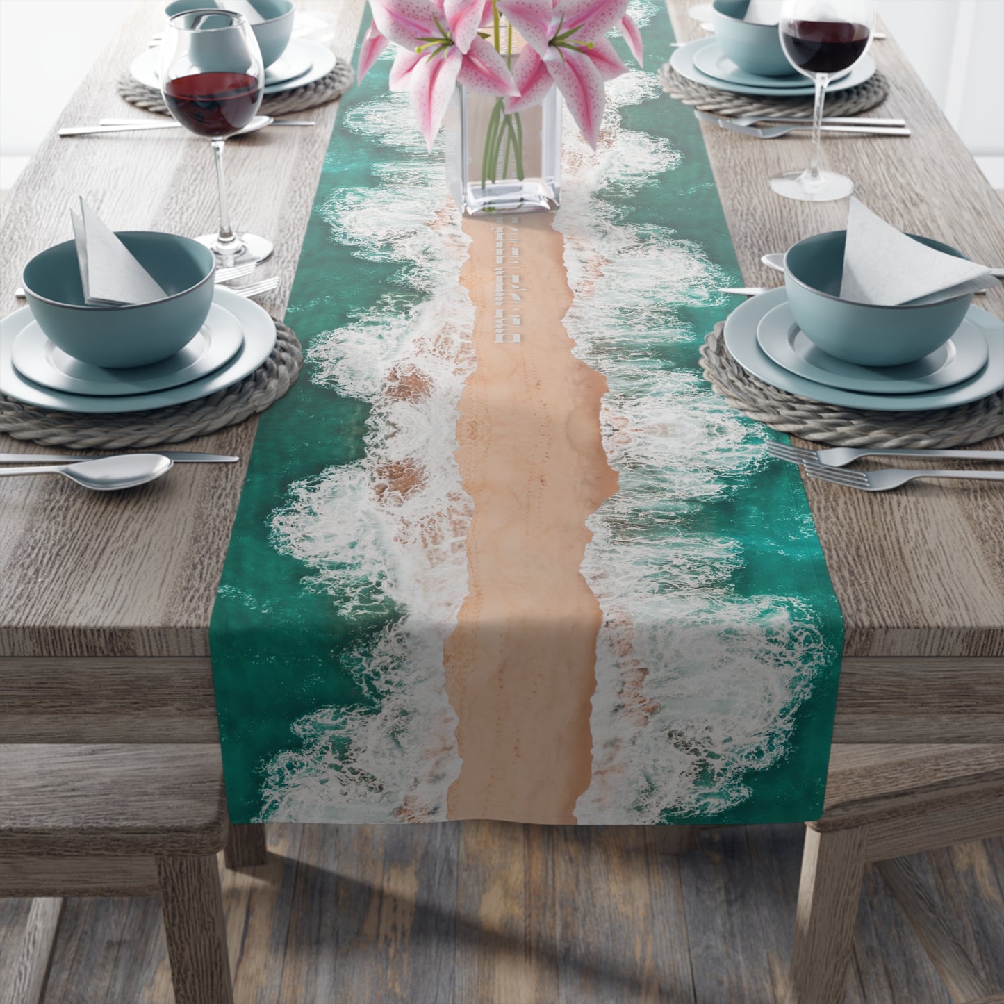Tischläufer 40 cm x 228 cm Dekoration für den Pessach Seder Das Rote Meer mit dem Torah-Vers 40 cm x 228 cm