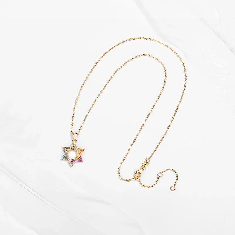 Davidstern-Anhänger – 925er Silber mit Zirkon in Silber, Gold und Roségold