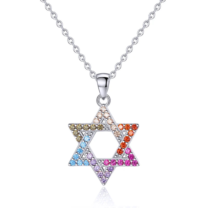 Davidstern-Anhänger – 925er Silber mit Zirkon in Silber, Gold und Roségold