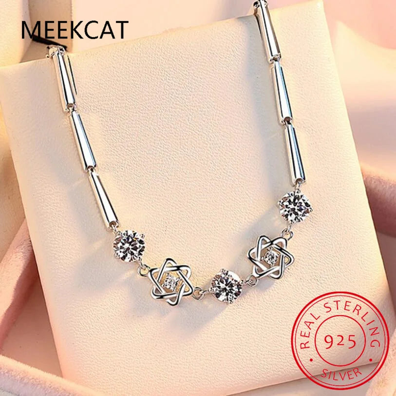 Armband – 925er Silber mit 3 Davidsternen und Zirkonen