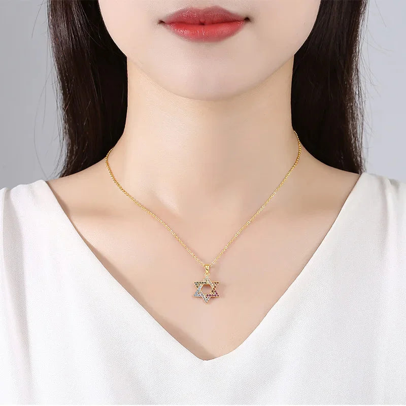 Davidstern-Anhänger – 925er Silber mit Zirkon in Silber, Gold und Roségold