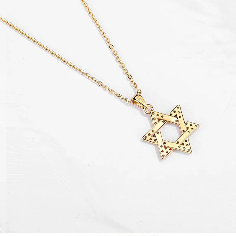 Davidstern-Anhänger – 925er Silber mit Zirkon in Silber, Gold und Roségold