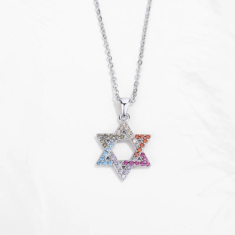 Davidstern-Anhänger – 925er Silber mit Zirkon in Silber, Gold und Roségold