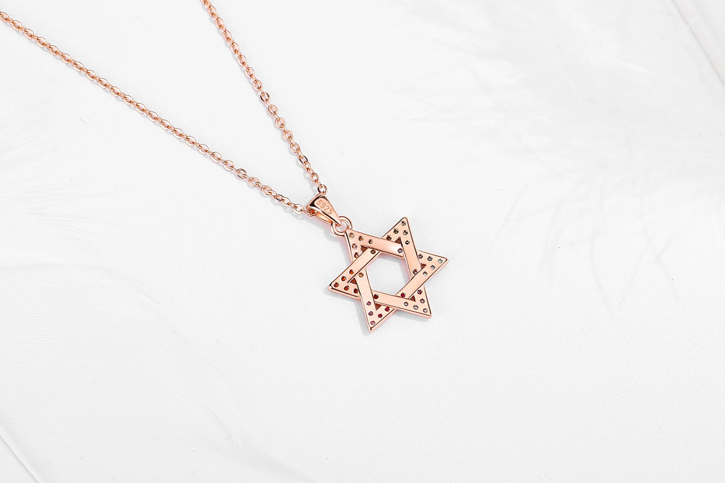 Davidstern-Anhänger – 925er Silber mit Zirkon in Silber, Gold und Roségold