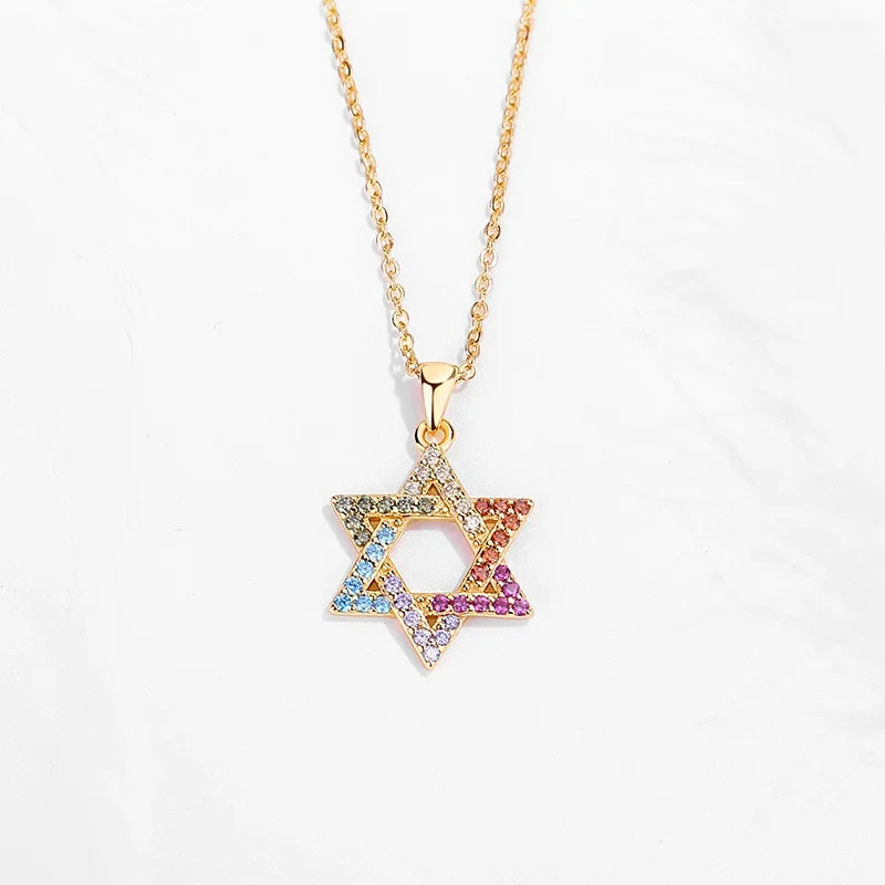 Davidstern-Anhänger – 925er Silber mit Zirkon in Silber, Gold und Roségold