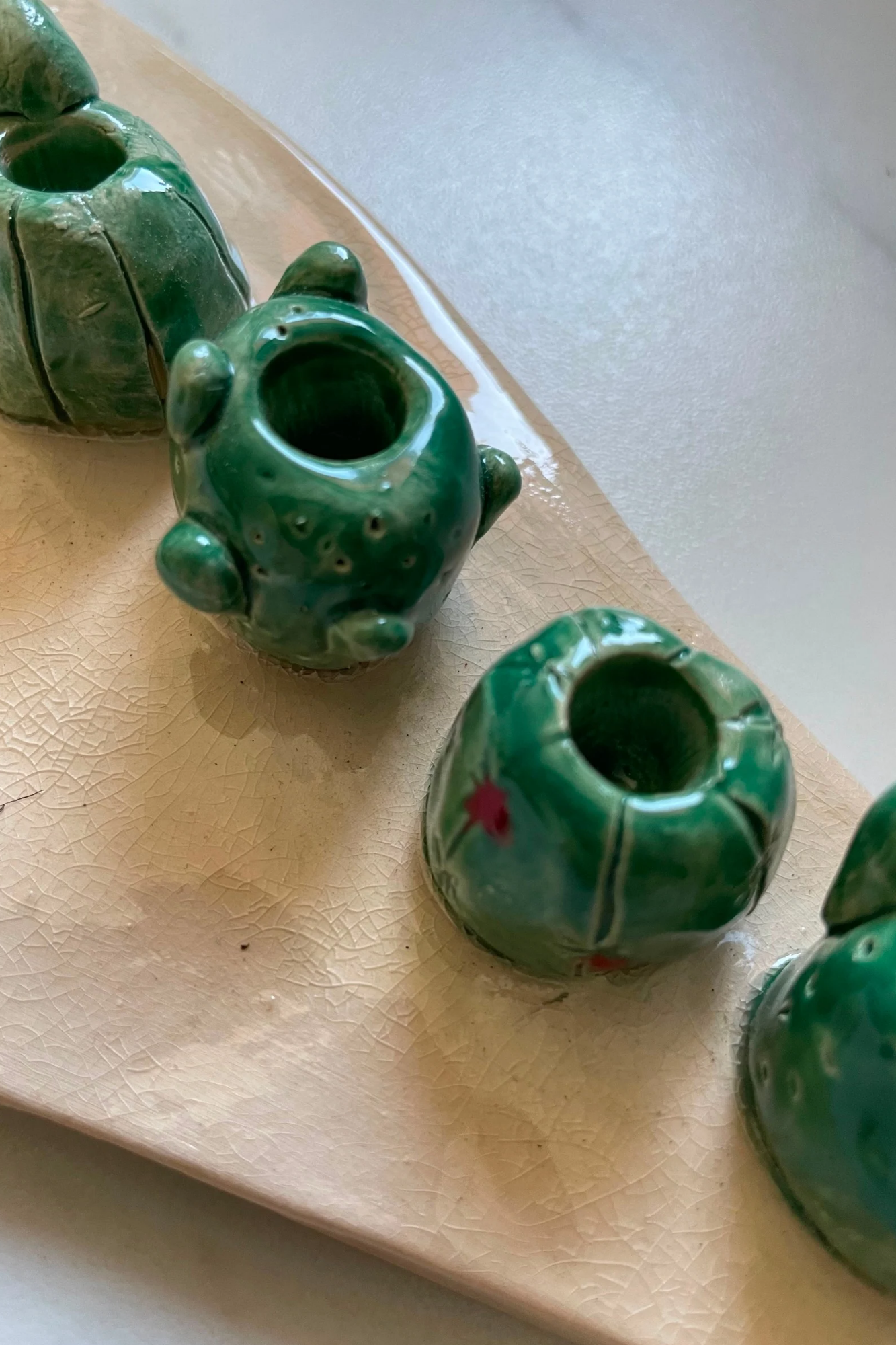 Handmade Hanukkah Menorah – with Cactus fruits -Shaped Candle Holders – Sabra Ceramic Hanukkiah – Judaica Holiday Gift