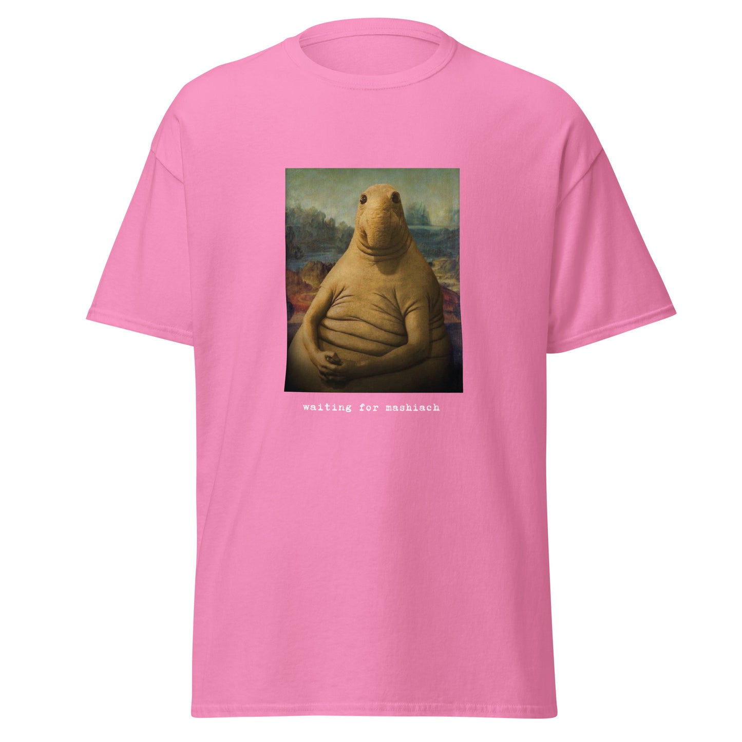 Klassisches Unisex T-Shirt Waiting for Mashiach, jüdischer Humor