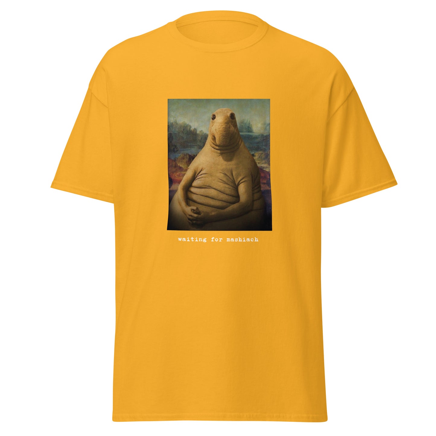 Klassisches Unisex T-Shirt Waiting for Mashiach, jüdischer Humor
