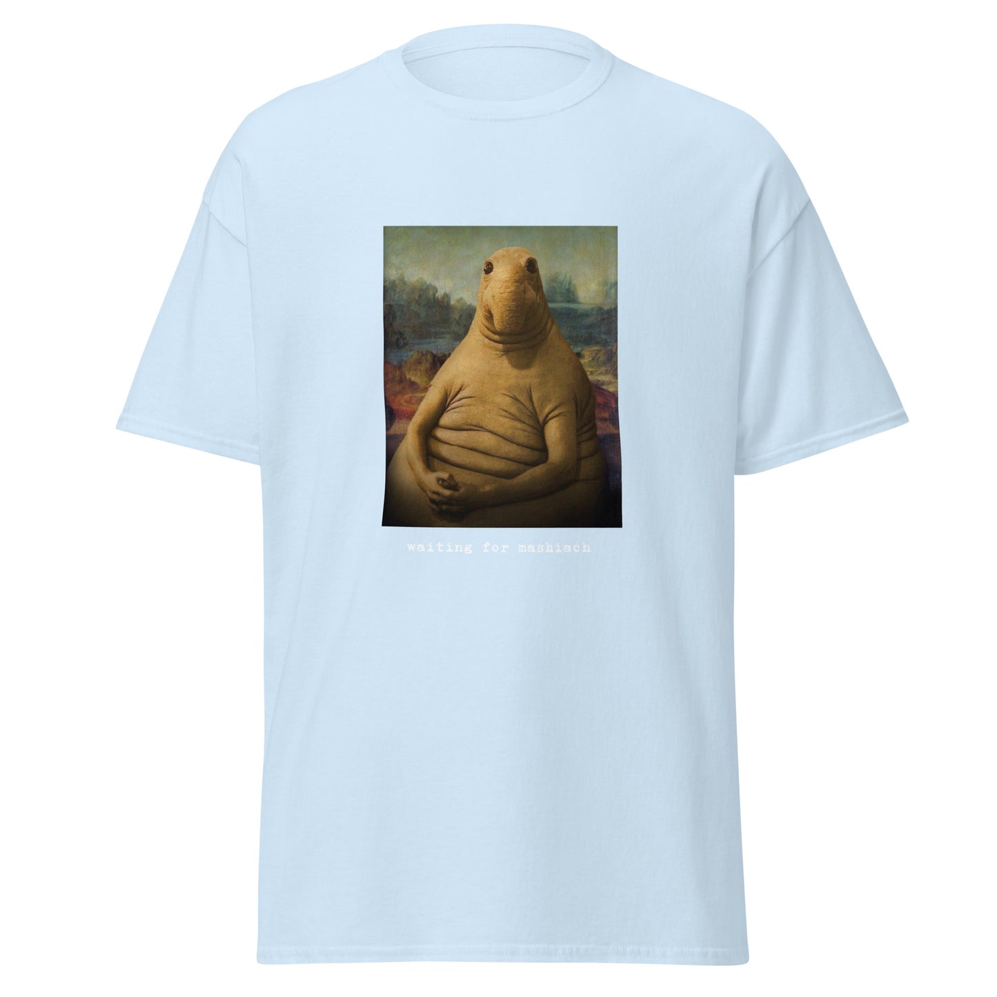 Klassisches Unisex T-Shirt Waiting for Mashiach, jüdischer Humor