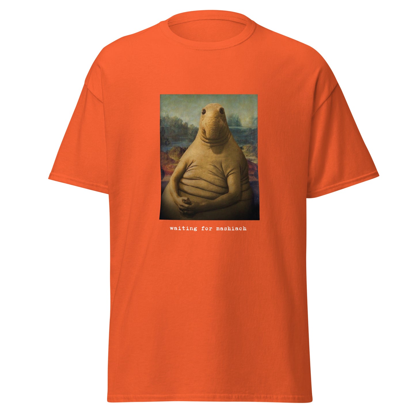 Klassisches Unisex T-Shirt Waiting for Mashiach, jüdischer Humor