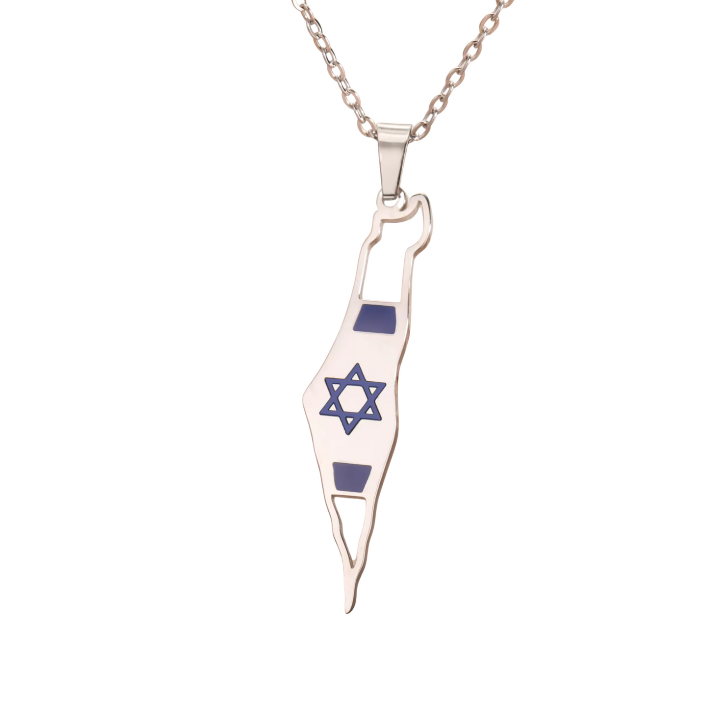 Edelstahl Halskette mit Israel-Anhänger & Flaggen-Design