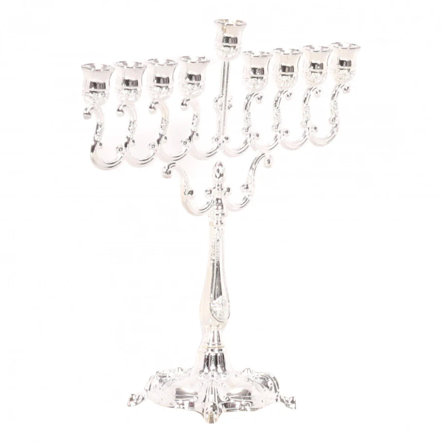 Silberbeschichtete Chanukkia – Klassisch & Elegant 18 cm