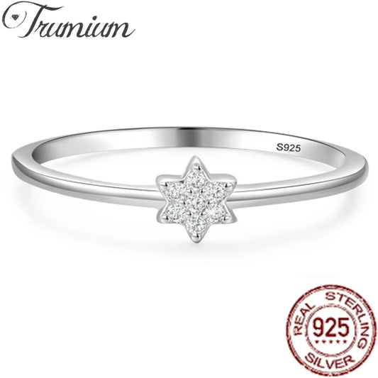 Trumium Damenring mit Davidstern – 925er Silber und Zirkon
