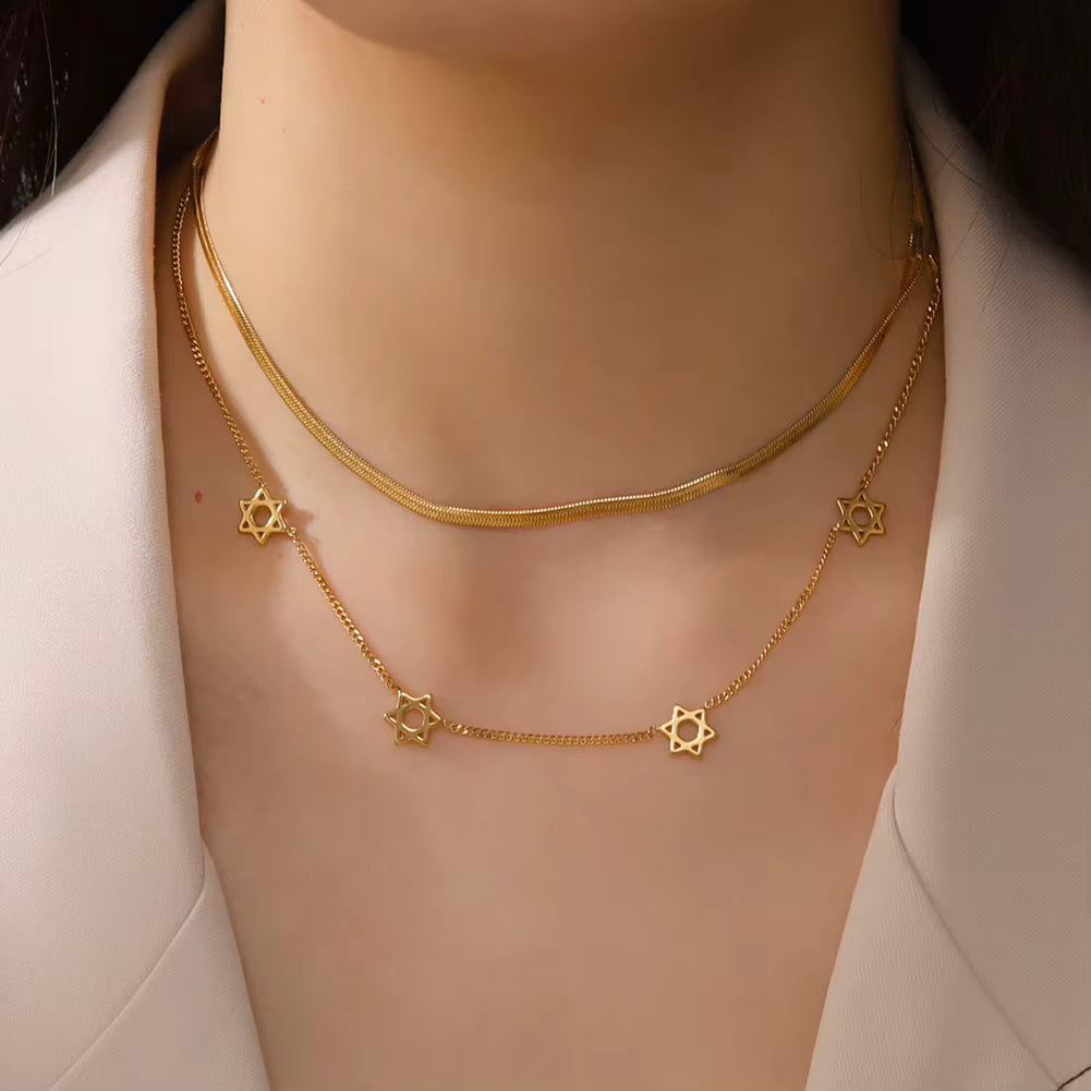 Magen David Stern Snake Chain Halskette
