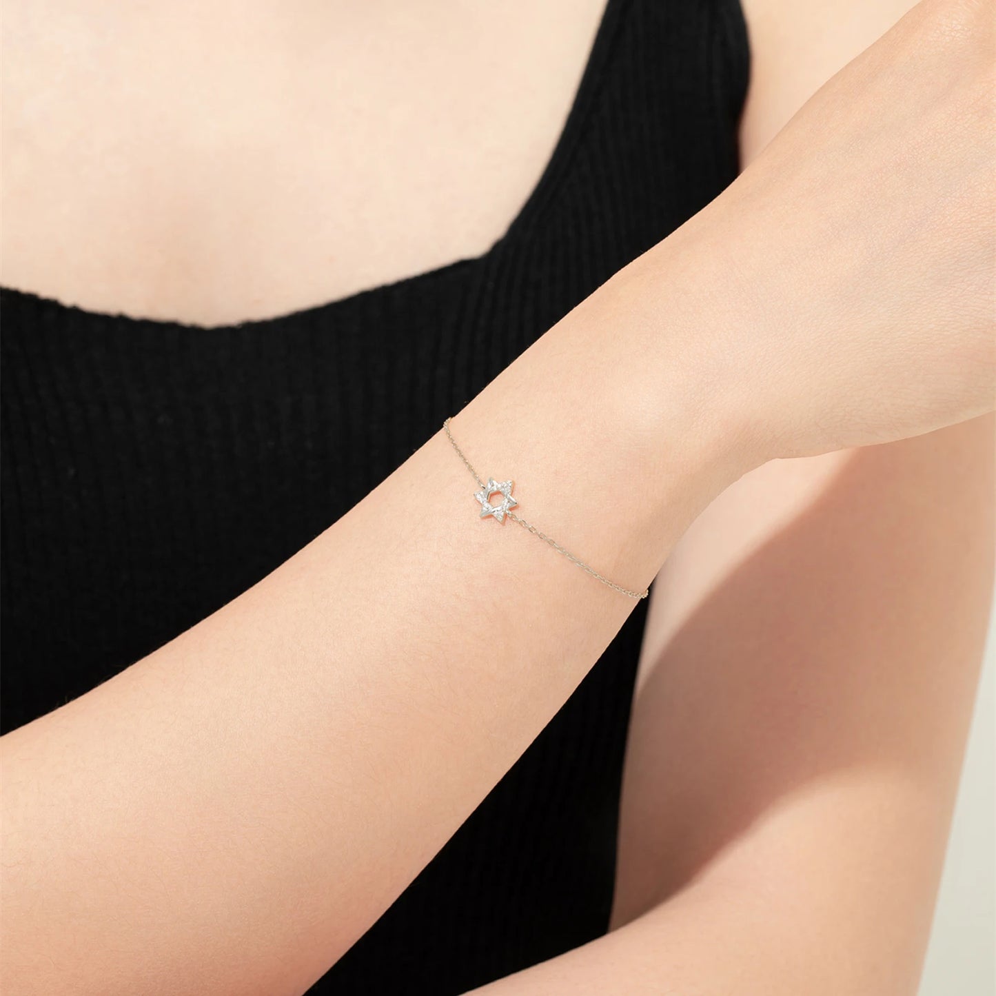 Armband mit Davidstern – 925er Silber mit kleinen Zirkonen