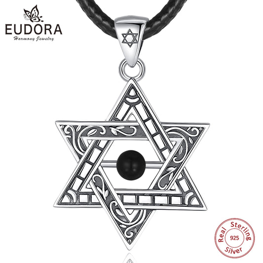 Magen-David-Anhänger – 925er Silber mit Obsidian