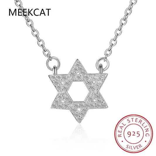Klassische Davidstern-Kette – 925er Silber mit Zirkonen