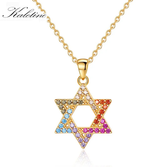 Davidstern-Anhänger – 925er Silber mit Zirkon in Silber, Gold und Roségold