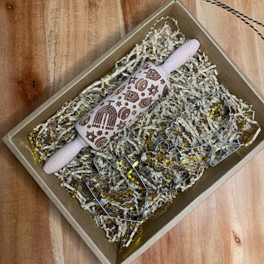 Hanukkah Geschenkset: Chanukka Nudelholz und Ausstechformen