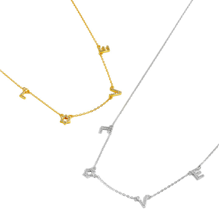 LOVE Halskette aus 925er Silber mit Zirkonia & Davidstern – Eleganter Jewish Jewelry Charm