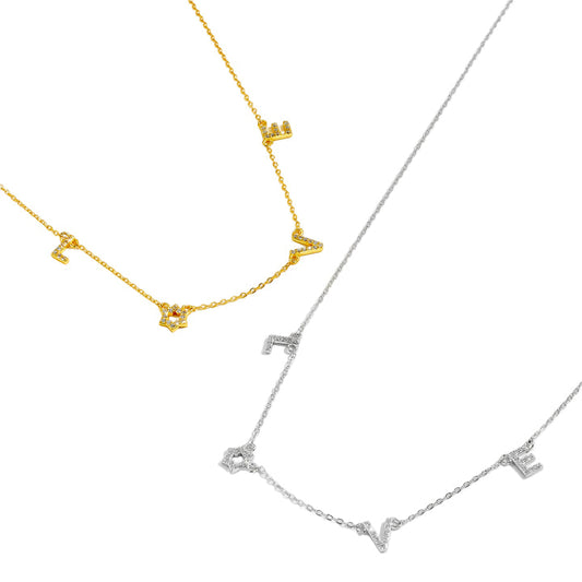 LOVE Halskette aus 925er Silber mit Zirkonia & Davidstern – Eleganter Jewish Jewelry Charm