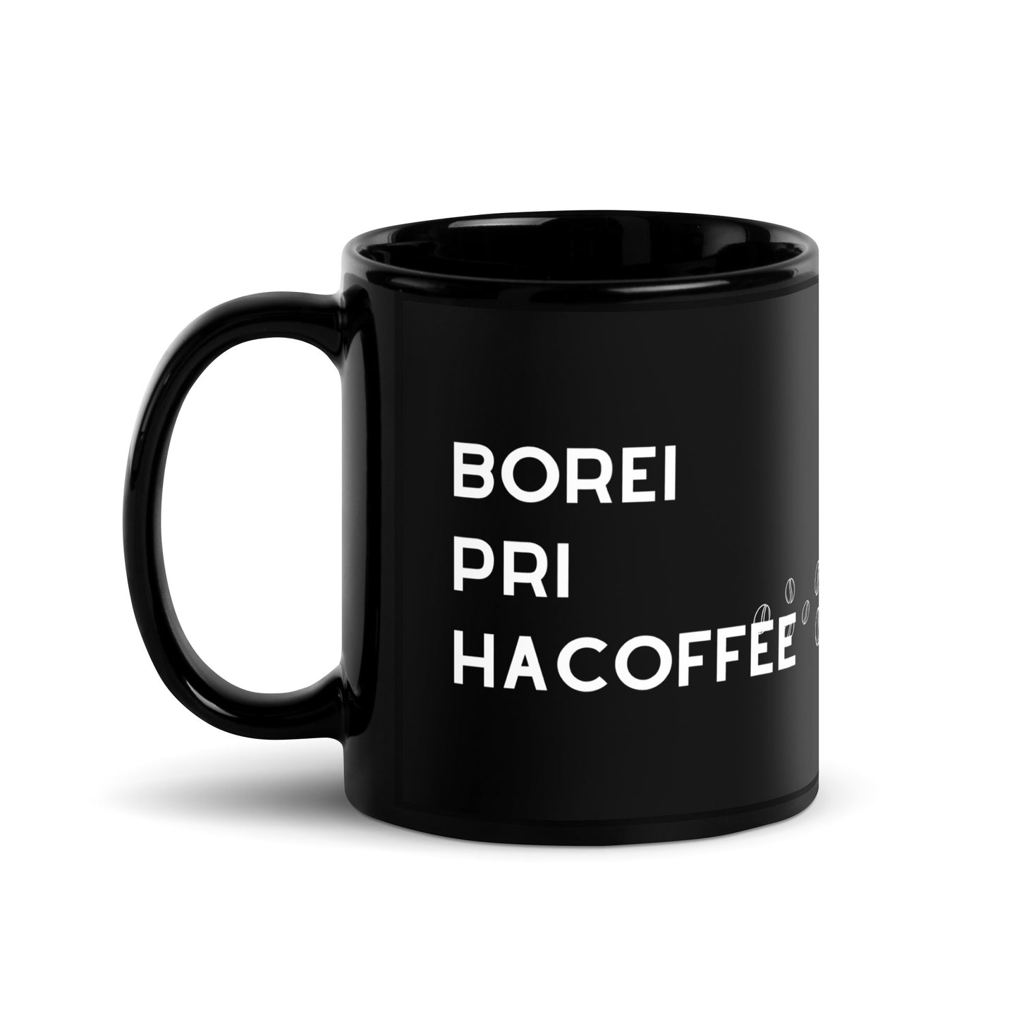 Schwarze glänzende Tasse Borei Pri HaCoffee Geschenk