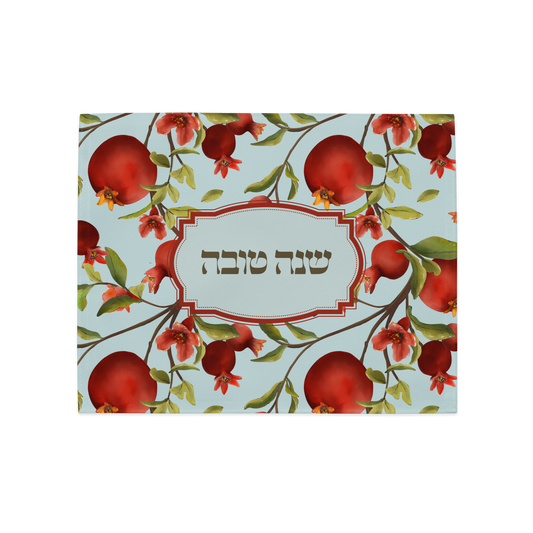 Challah Cover für Rosh Hashana – Granatapfel-Design Blau