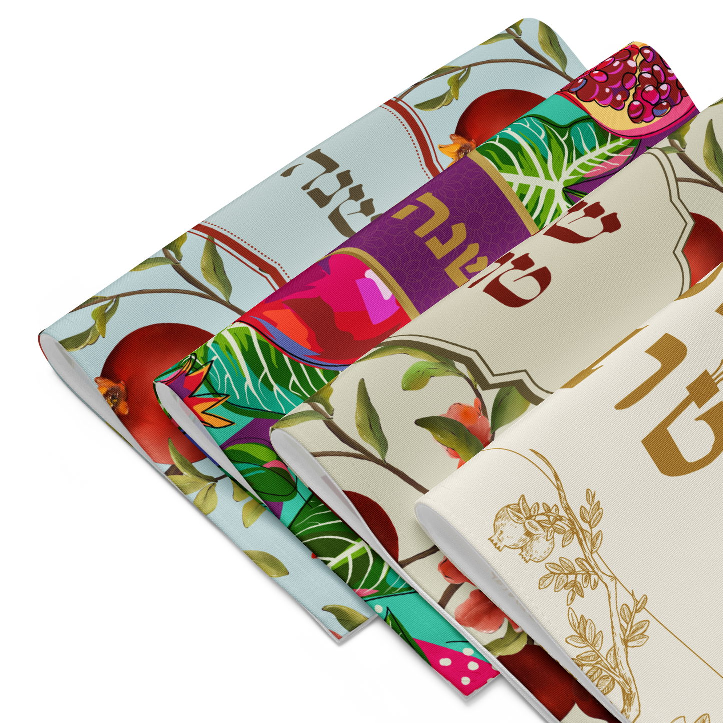 Challah Cover für Rosh Hashana – Granatapfel-Design Blau