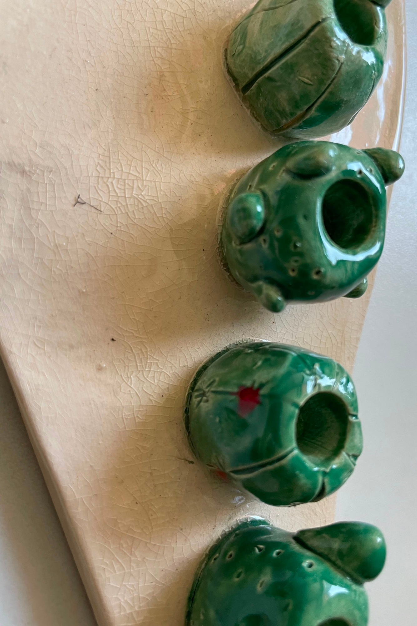 Handmade Hanukkah Menorah – with Cactus fruits -Shaped Candle Holders – Sabra Ceramic Hanukkiah – Judaica Holiday Gift