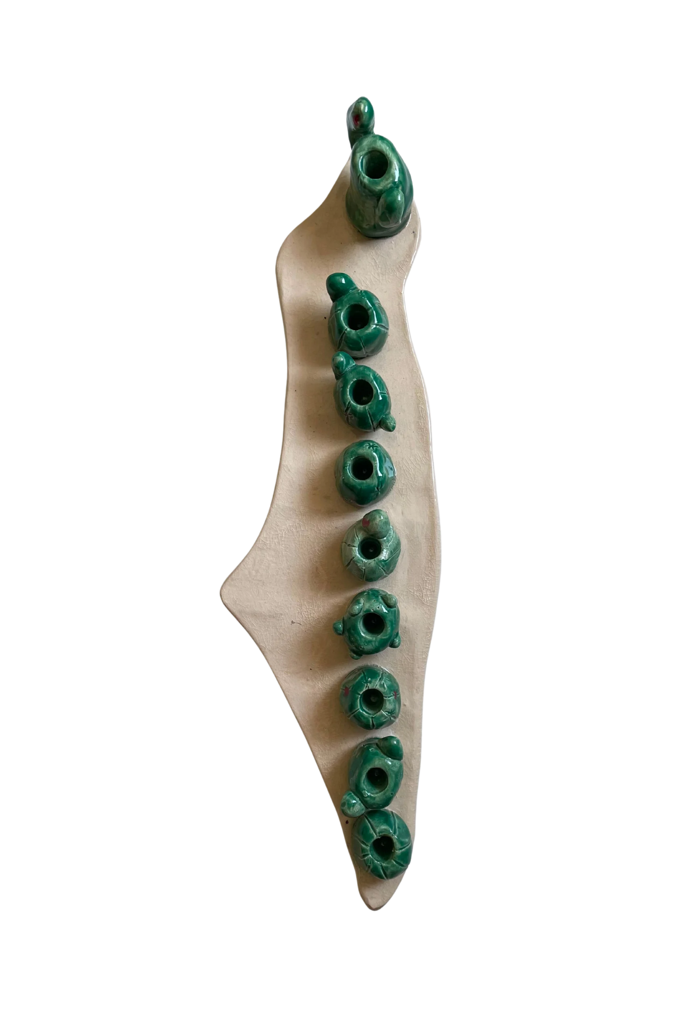 Handmade Hanukkah Menorah – with Cactus fruits -Shaped Candle Holders – Sabra Ceramic Hanukkiah – Judaica Holiday Gift