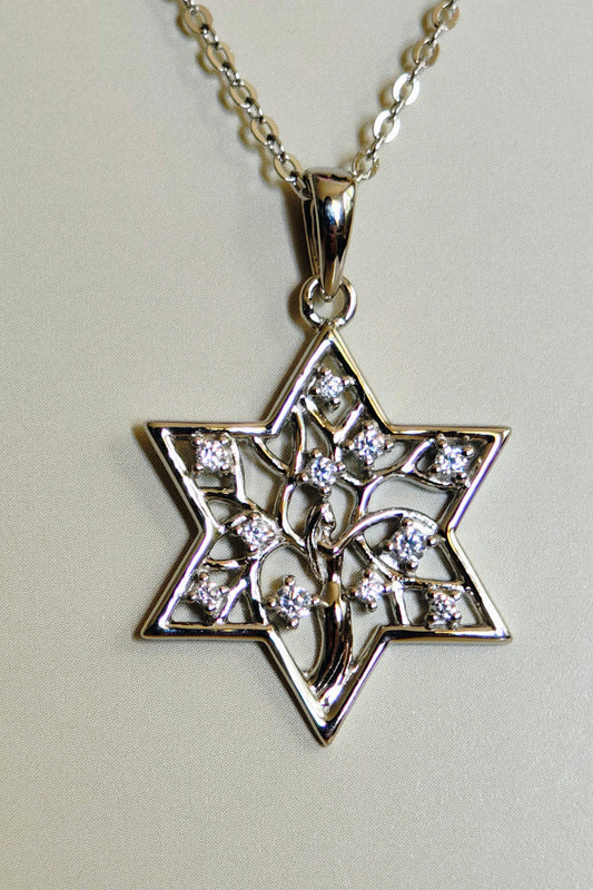 Davidstern Kette mit Lebensbaum 925 Silber