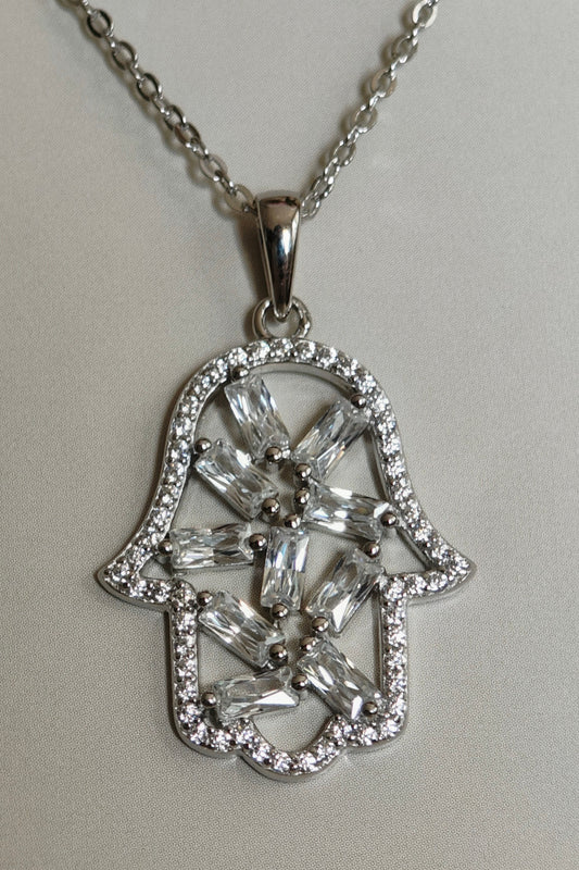 Hamsa-Halskette mit Baguette-Zirkonia 925 Silber