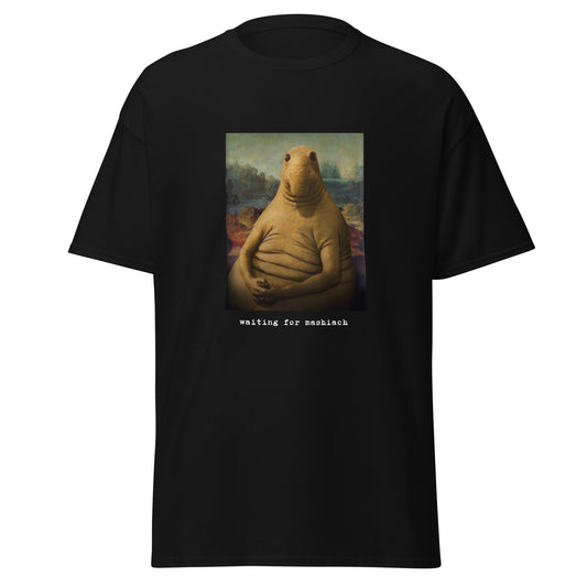 Klassisches Unisex T-Shirt Waiting for Mashiach, jüdischer Humor