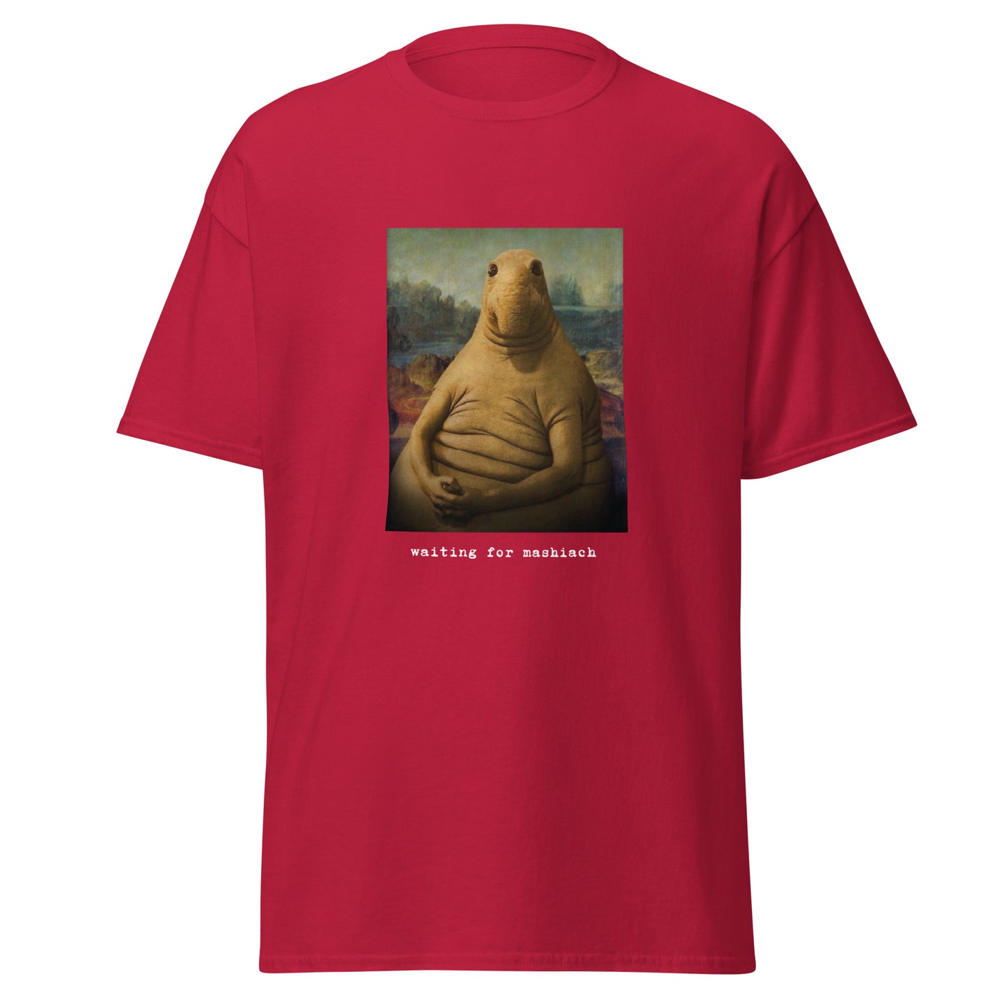 Klassisches Unisex T-Shirt Waiting for Mashiach, jüdischer Humor