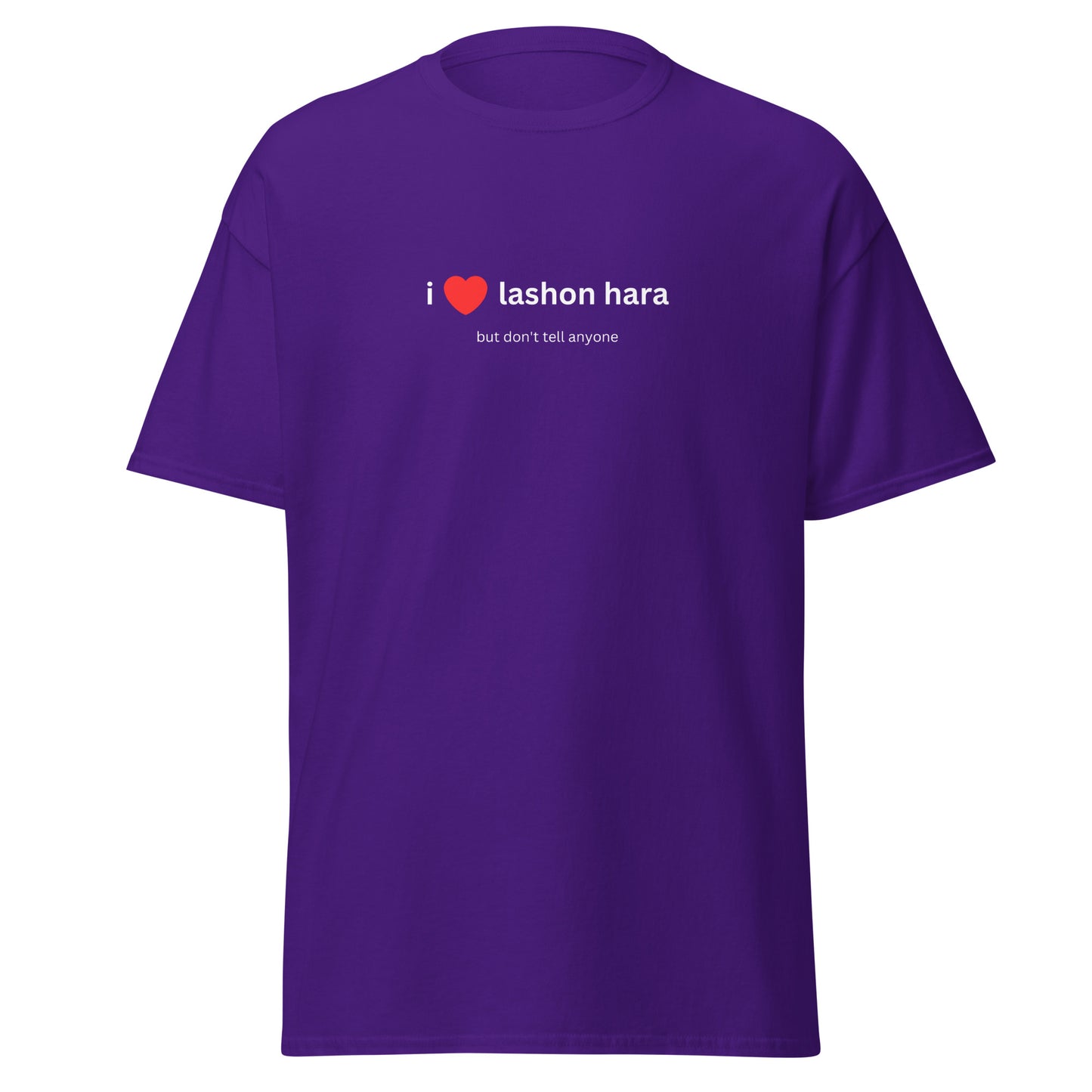 Klassisches Unisex T-Shirt I Love Lashon Hara, Gossip, Lästern, Geschenk für Freunde